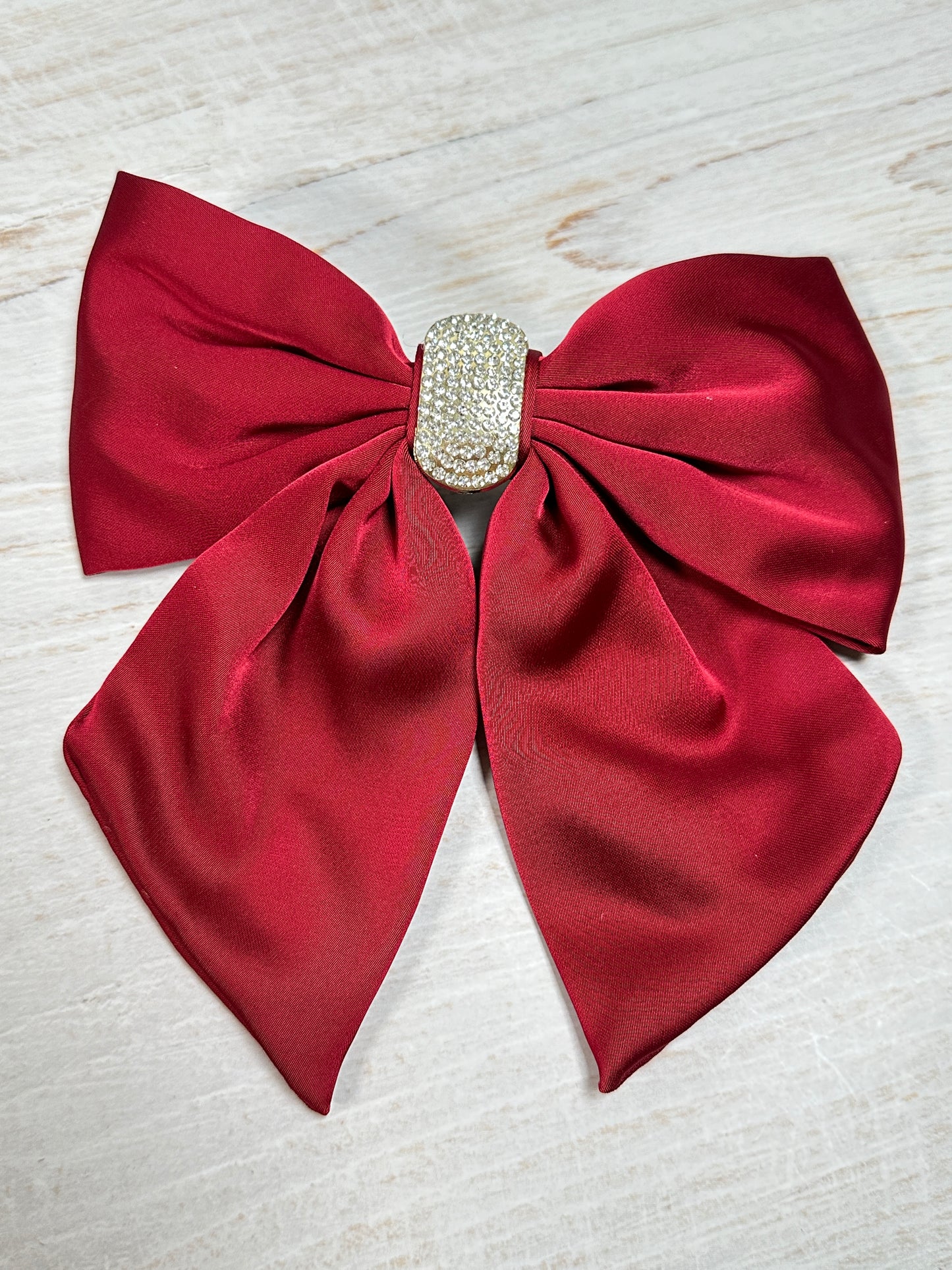 Elegant Crystal Satin Bow Clip