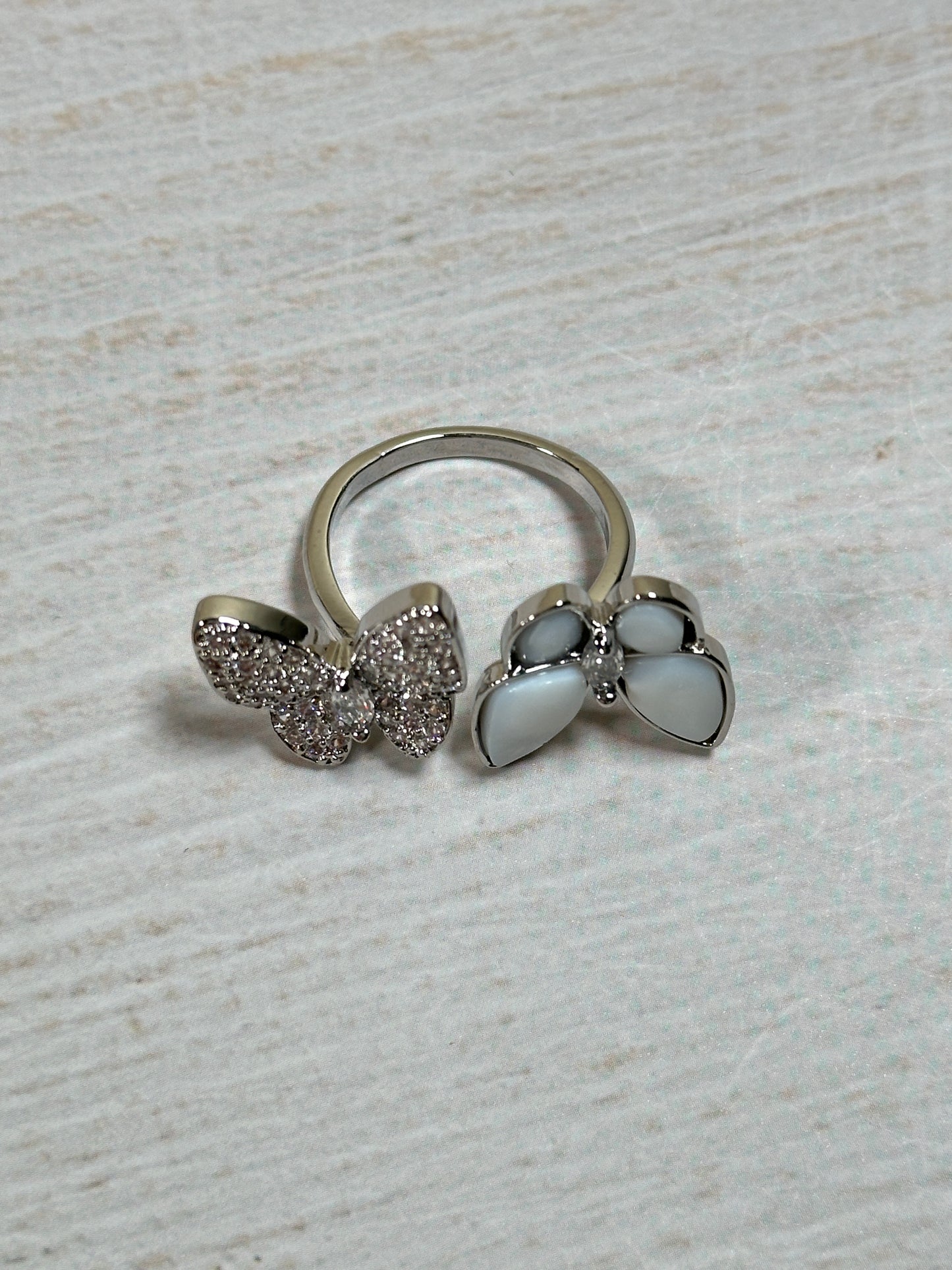 Butterfly Adjustable Ring, Silver