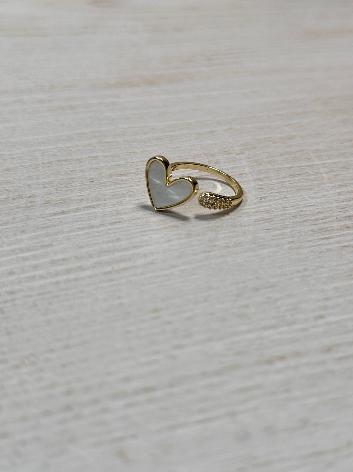 Heart with Cubic Zirconia Adjustable Ring