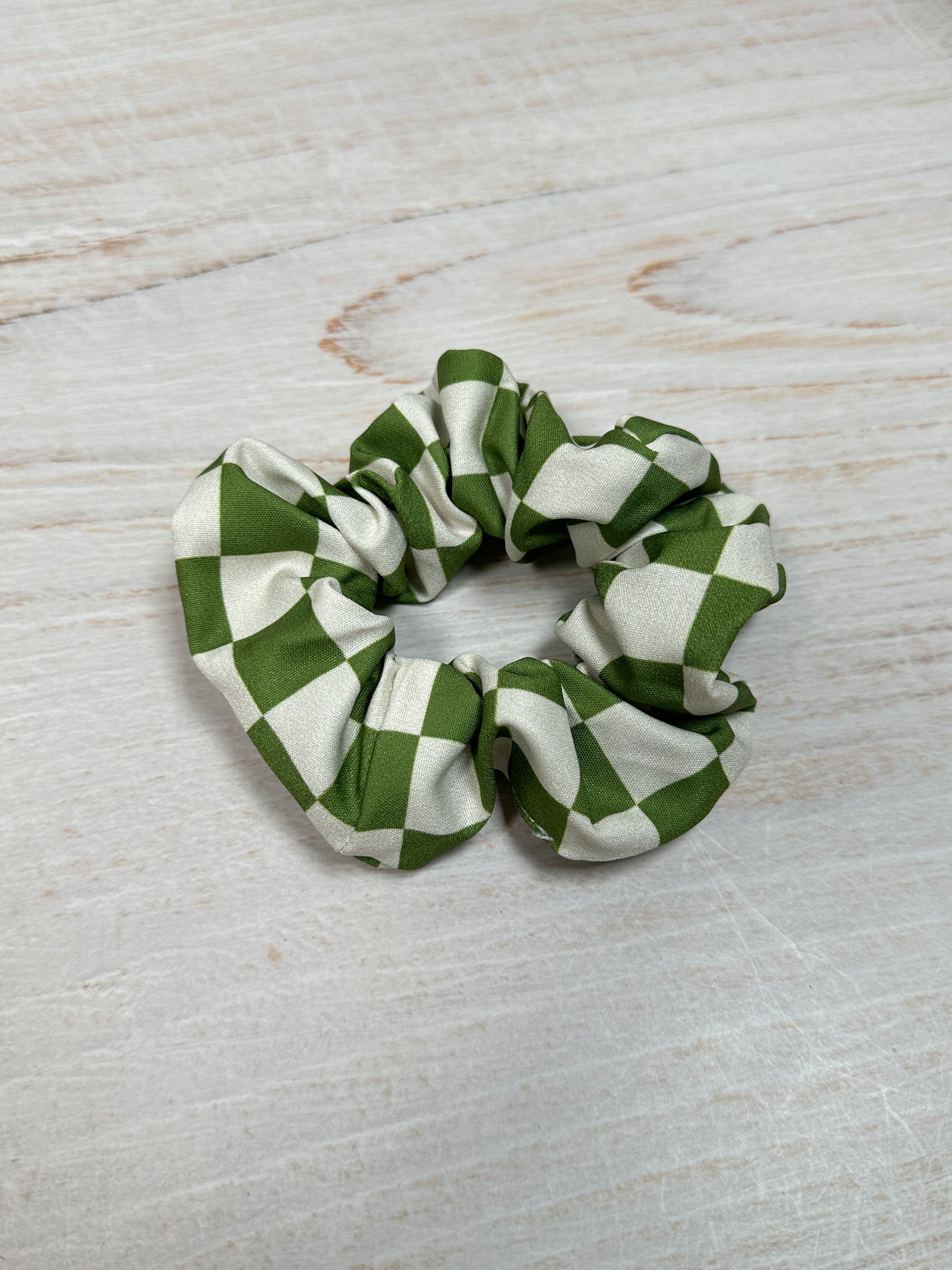 Hair Tie Satin Green Plaid