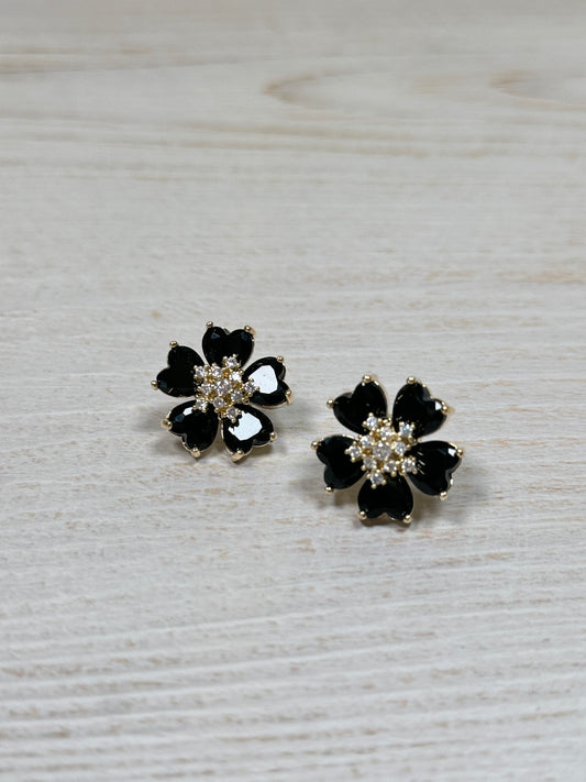 Pretty Flower Earring, Black