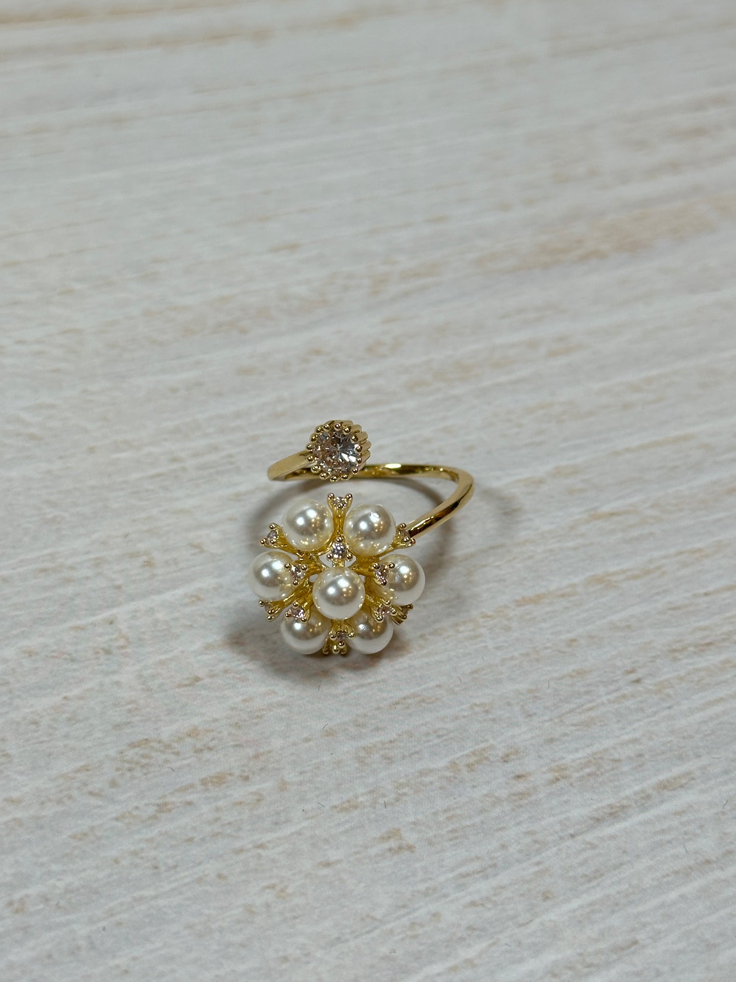 Quality Pearl Flower Adjustable Ring