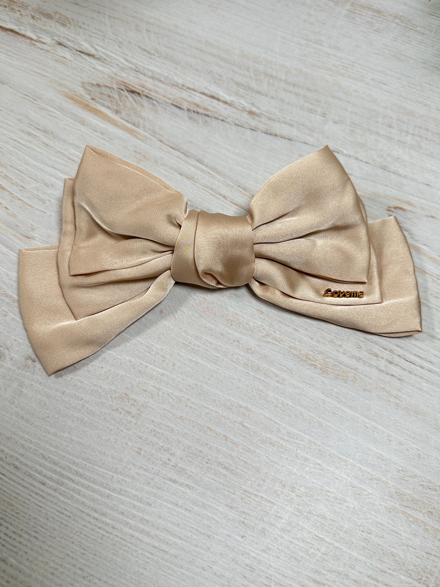 Satin Bow Clip Large, Cream