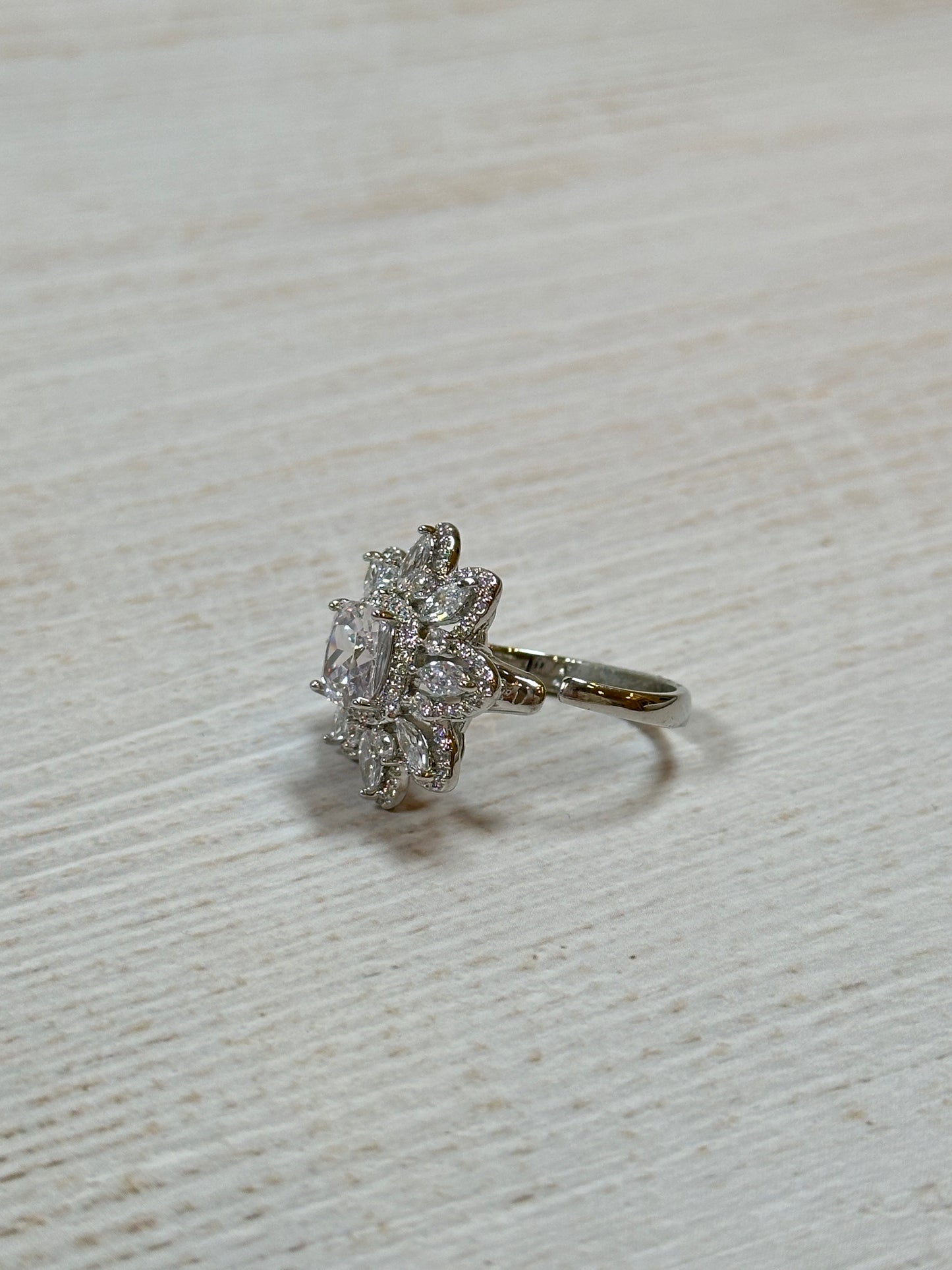 Flower Cubic Zirconia Adjustable Ring