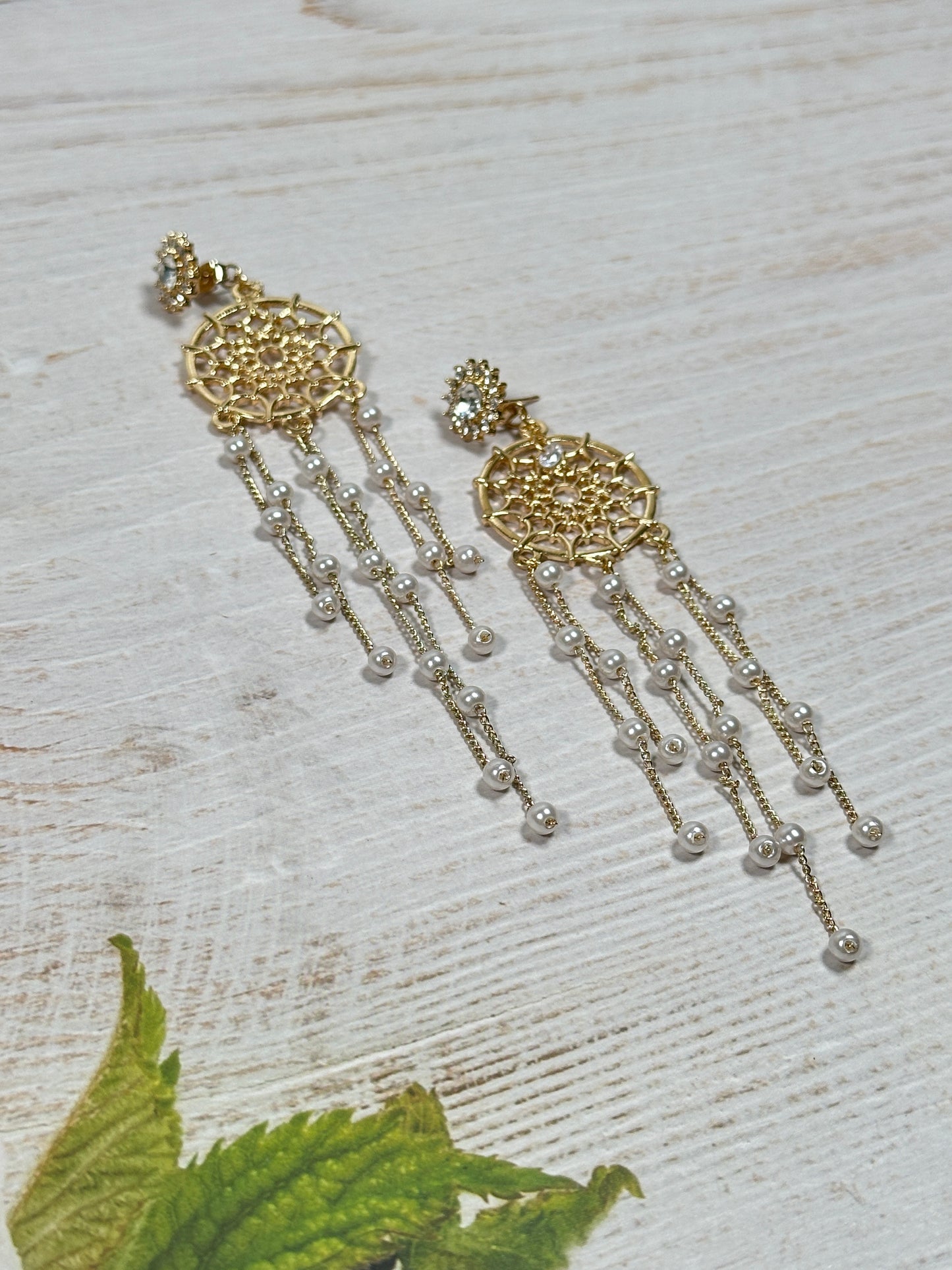 Dream Catcher Pearl Tassel Earring