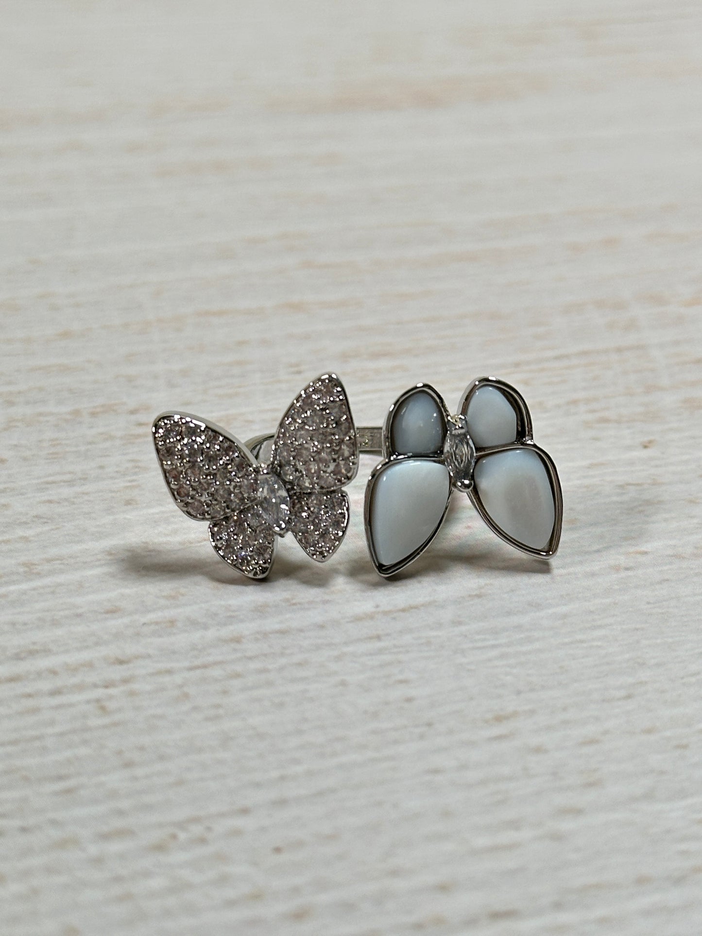 Butterfly Adjustable Ring, Silver