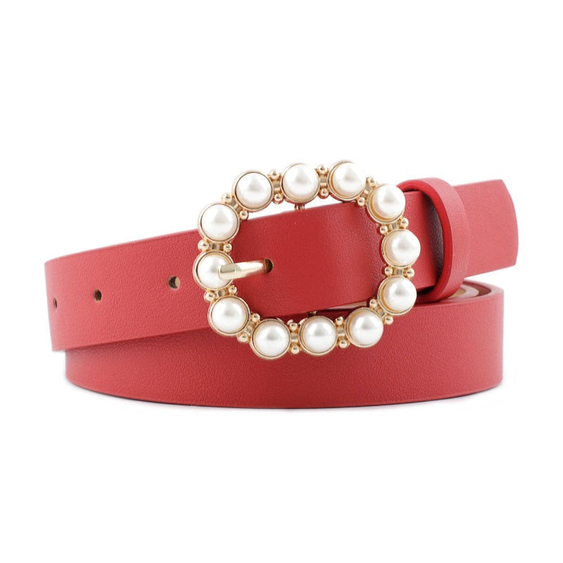 Fashion Waist Leather Belt with Pearl, More Colors