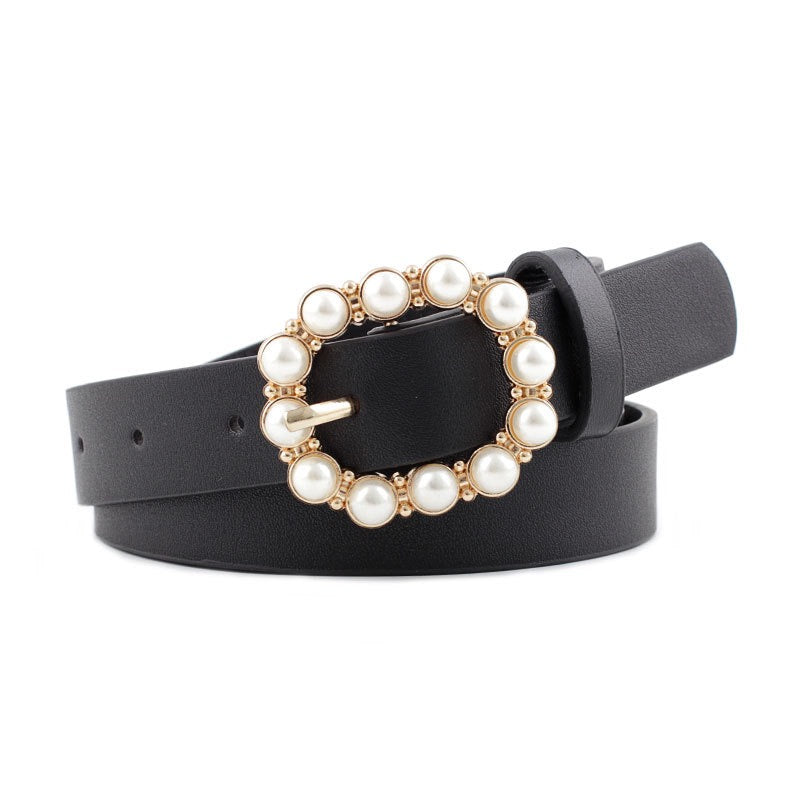 Fashion Waist Leather Belt with Pearl, More Colors