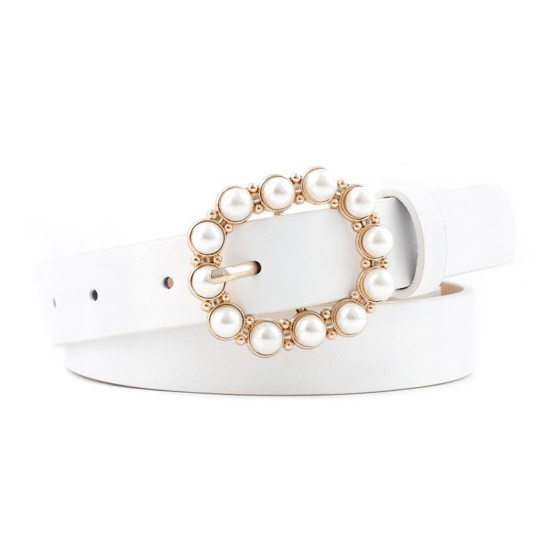 Fashion Waist Leather Belt with Pearl, More Colors