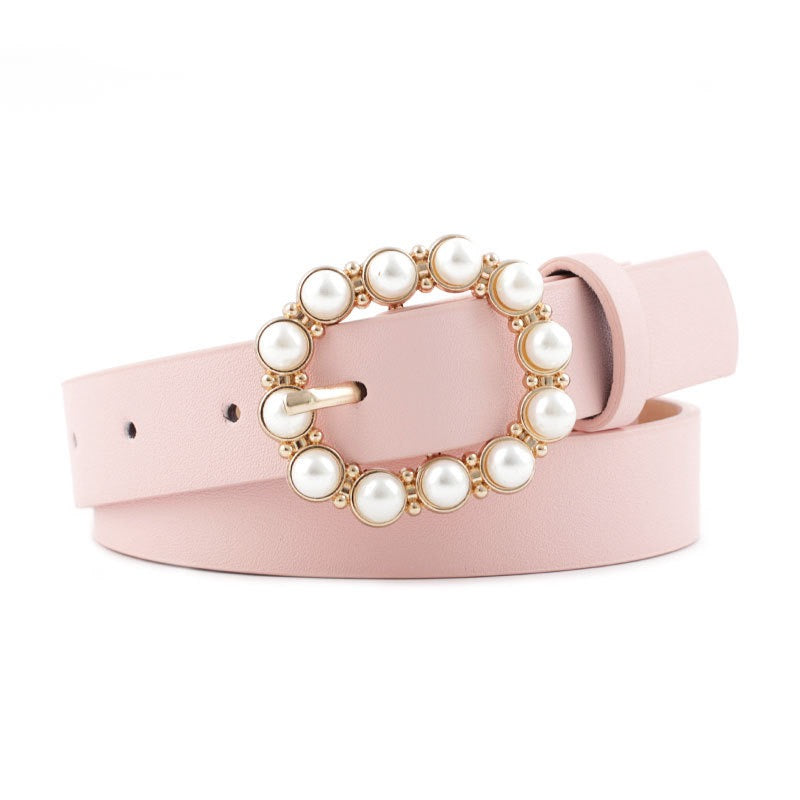 Fashion Waist Leather Belt with Pearl, More Colors