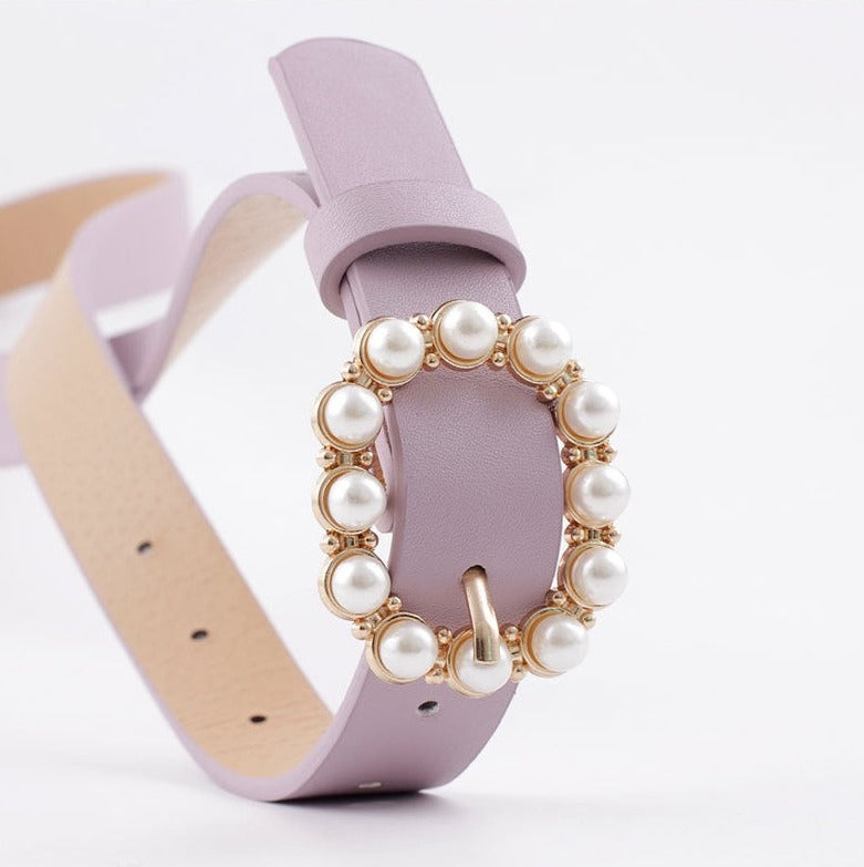 Fashion Waist Leather Belt with Pearl, More Colors