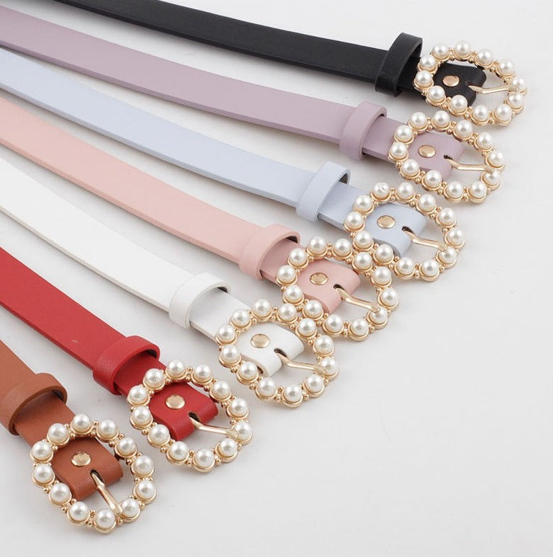 Fashion Waist Leather Belt with Pearl, More Colors