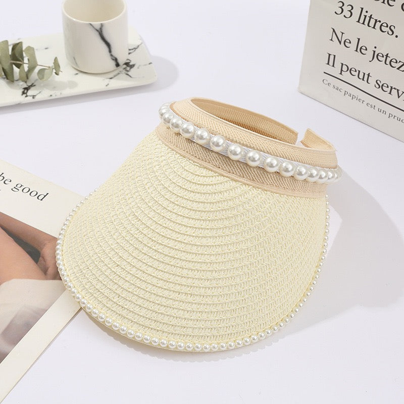 Elegant Pearl Visor Hat, More Colors