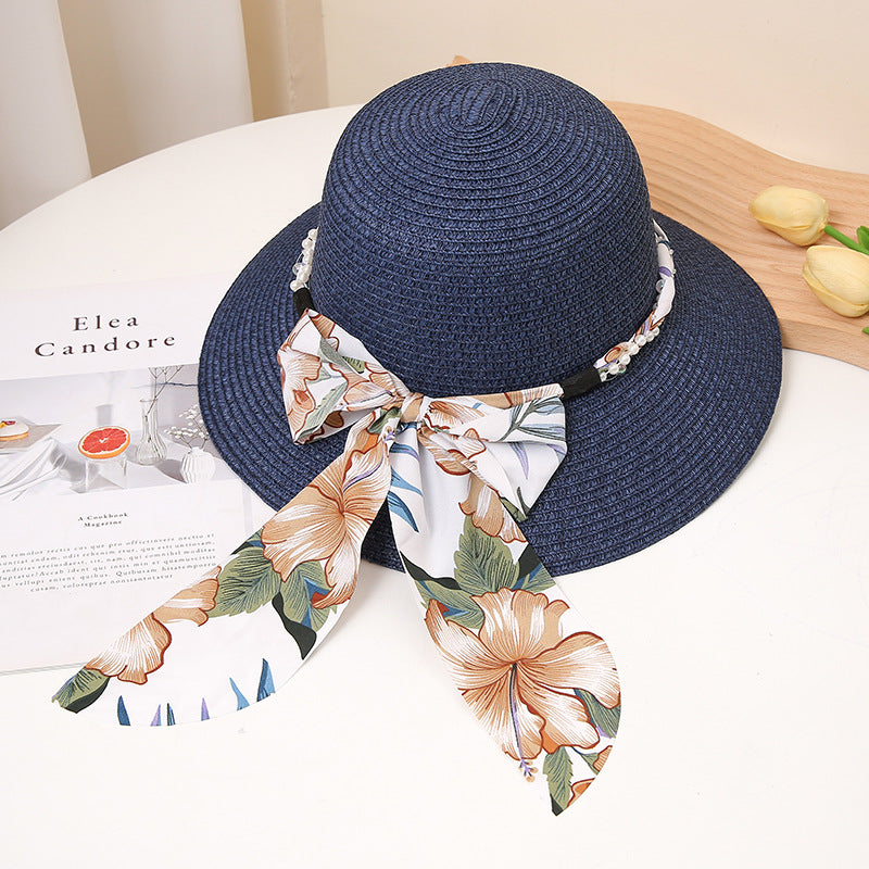 Straw Hat with Flower Ribbon, More Colors