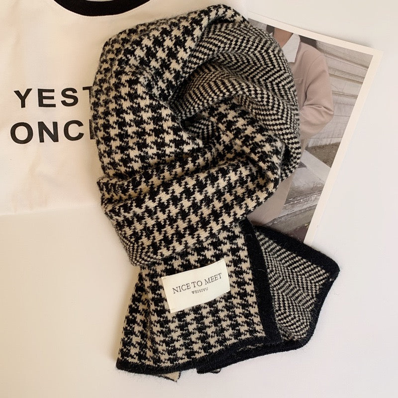 Fashion Houndstooth Winter Scarf