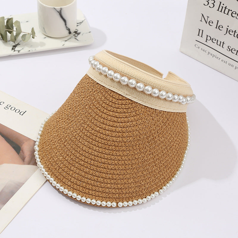 Elegant Pearl Visor Hat, More Colors