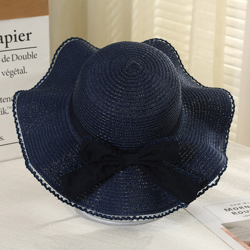 Wide Brim Straw Hat with Bow, More Colors