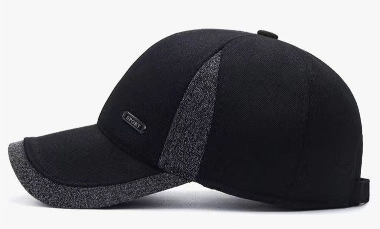 Men Winter Baseball Cap, Black