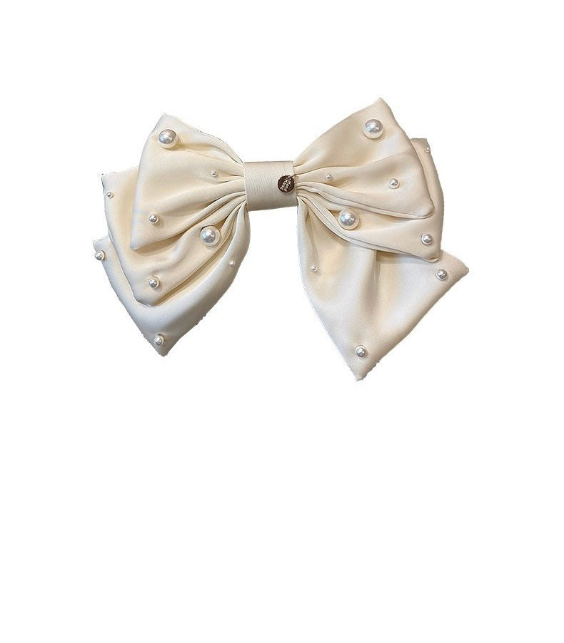 Satin Pearl Hair Bow Clip, More Colors