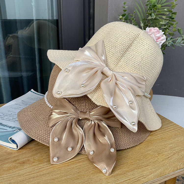 Elegant Satin Foldable Straw Hat, More Colors