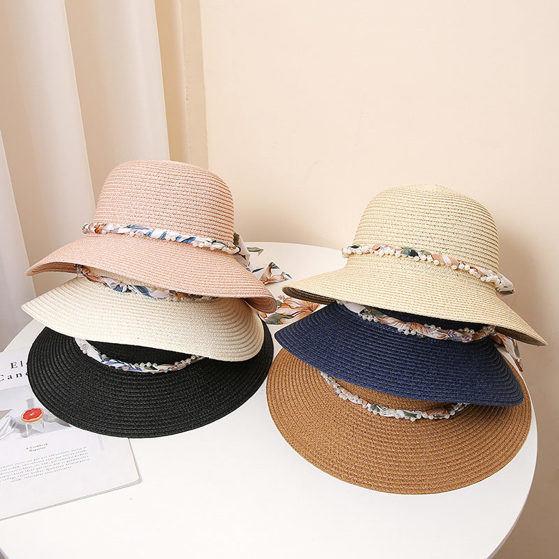 Straw Hat with Flower Ribbon, More Colors