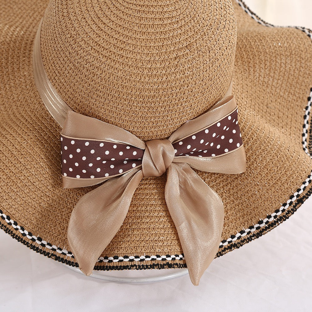 Satin Bow Straw Hat, More Colors