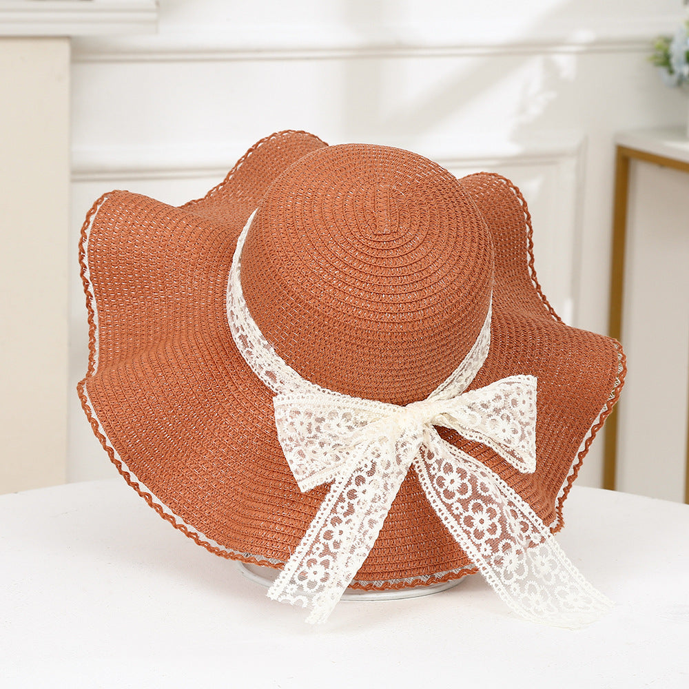 Straw Hat with Lace Bow, More Colors