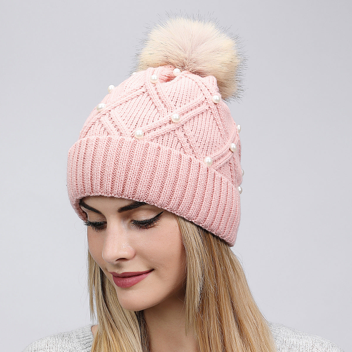 Premium Winter Knit Hat With Pearl, More Colors