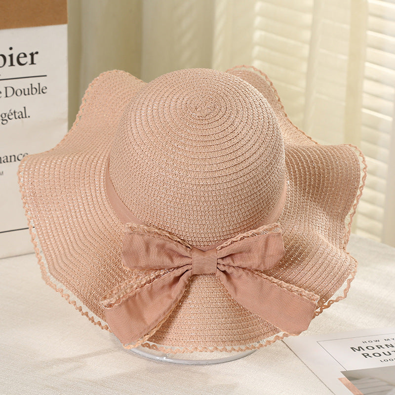 Wide Brim Straw Hat with Bow, More Colors