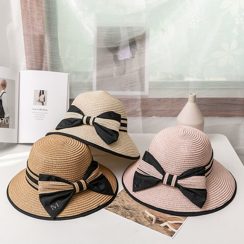 Women Bow Straw Hat, Cream