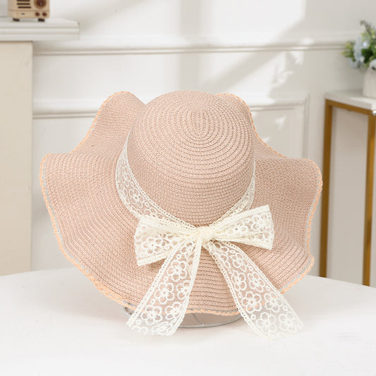 Straw Hat with Lace Bow, More Colors