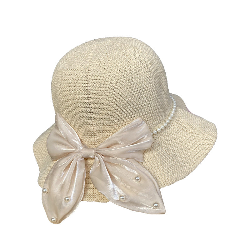 Elegant Satin Foldable Straw Hat, More Colors