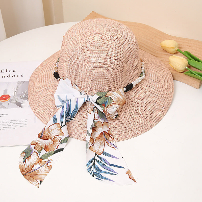 Straw Hat with Flower Ribbon, More Colors