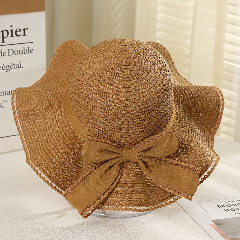 Wide Brim Straw Hat with Bow, More Colors