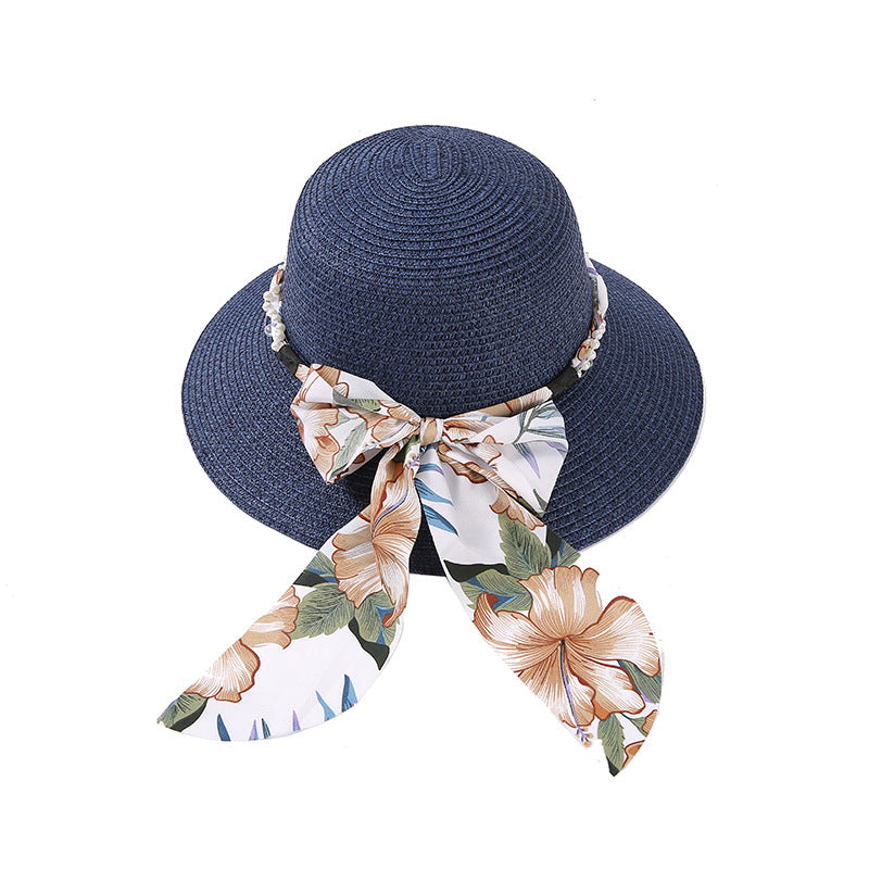 Straw Hat with Flower Ribbon, More Colors