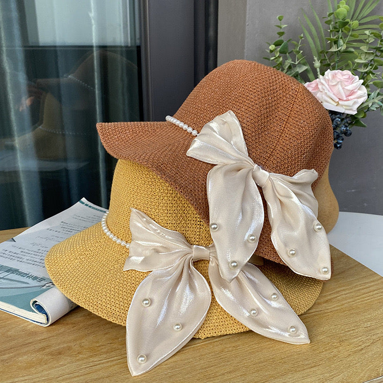 Elegant Satin Foldable Straw Hat, More Colors