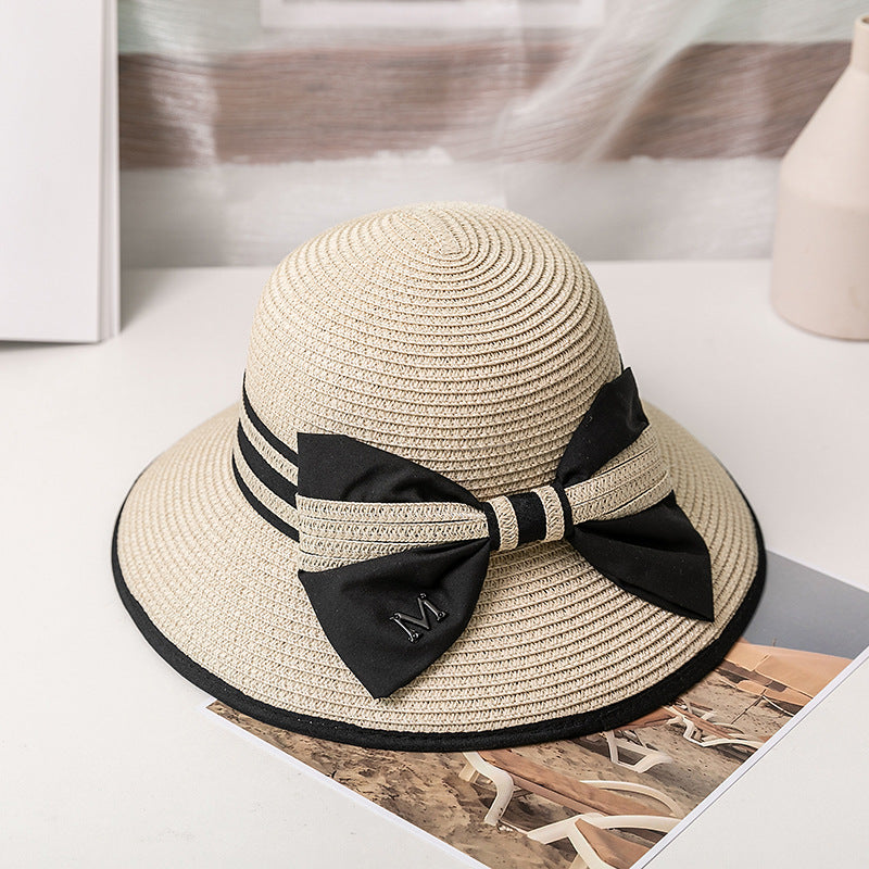 Women Bow Straw Hat, Cream