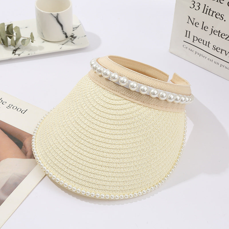 Elegant Pearl Visor Hat, More Colors