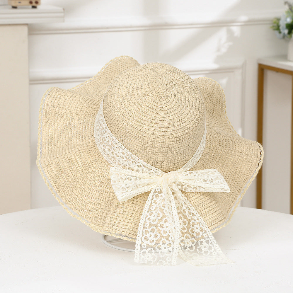 Straw Hat with Lace Bow, More Colors