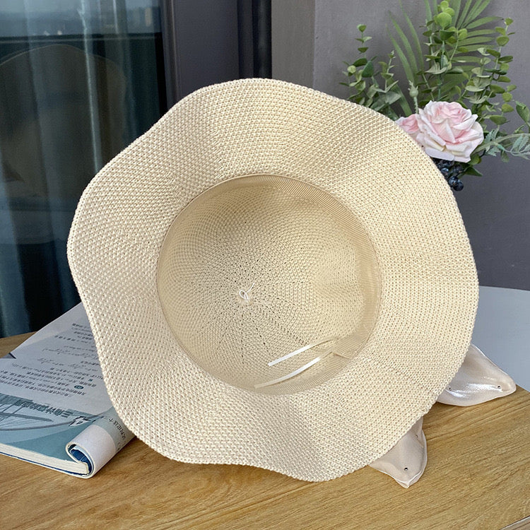 Elegant Satin Foldable Straw Hat, More Colors