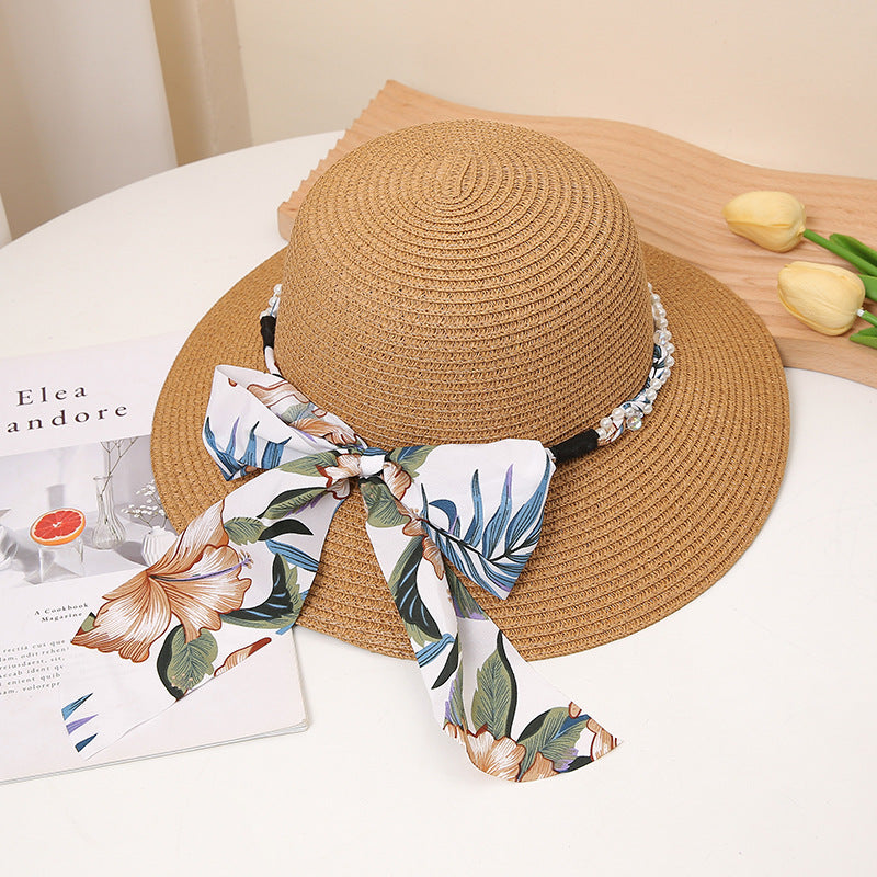 Straw Hat with Flower Ribbon, More Colors