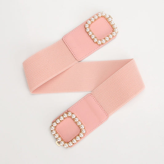 Elastic Stretch Waist Belt, Pink