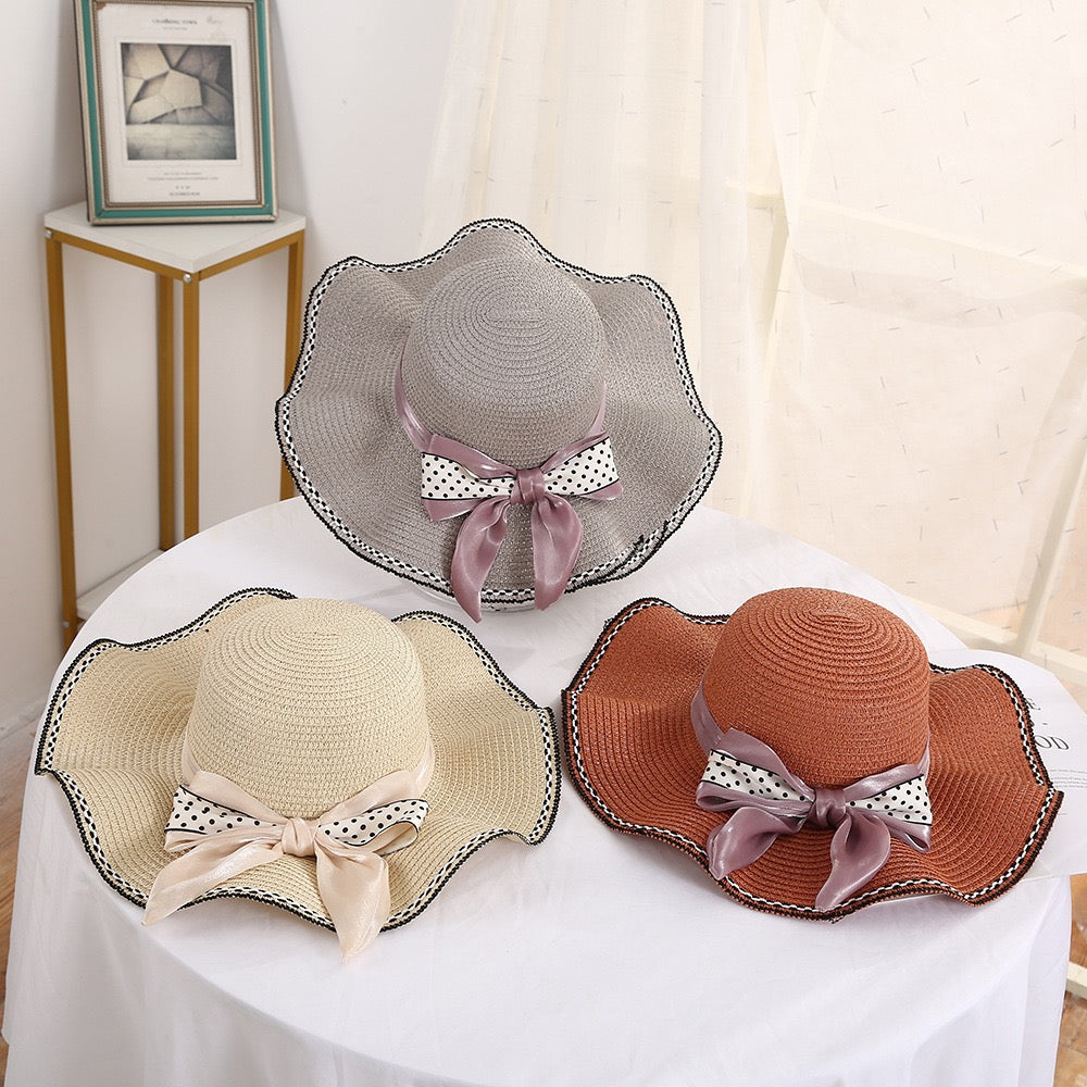 Satin Bow Straw Hat, More Colors