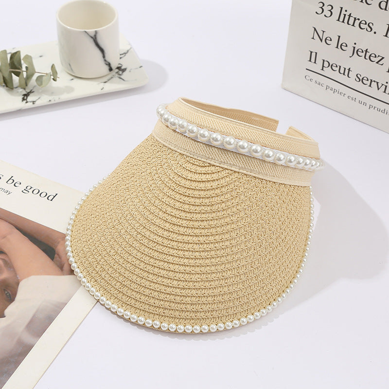 Elegant Pearl Visor Hat, More Colors