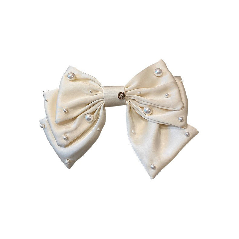 Satin Pearl Hair Bow Clip, More Colors