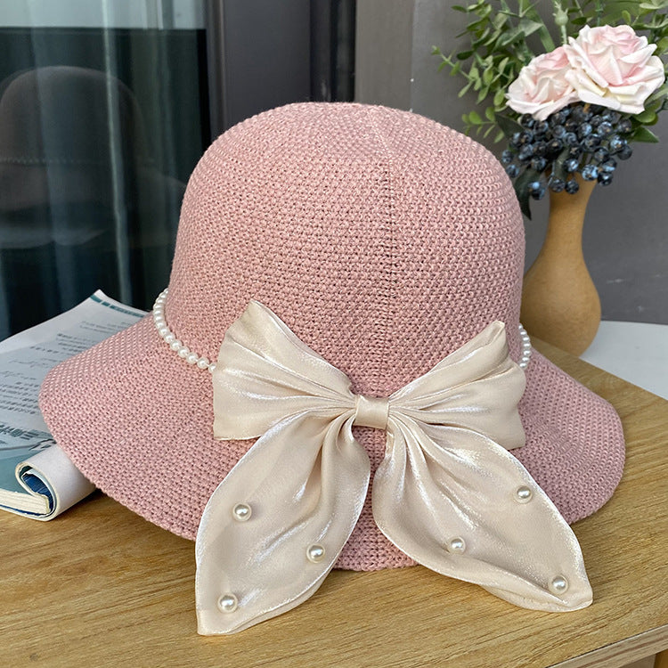 Elegant Satin Foldable Straw Hat, More Colors