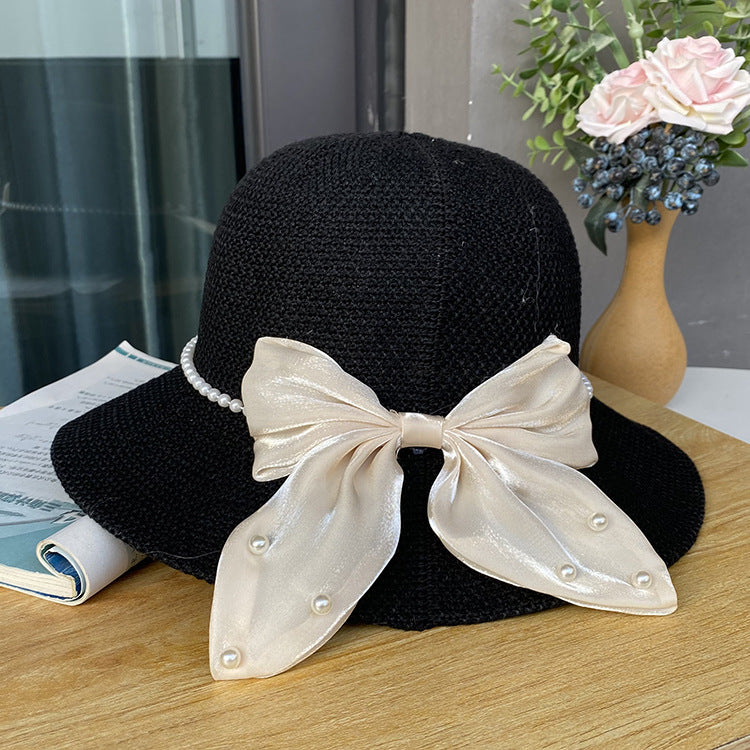 Elegant Satin Foldable Straw Hat, More Colors