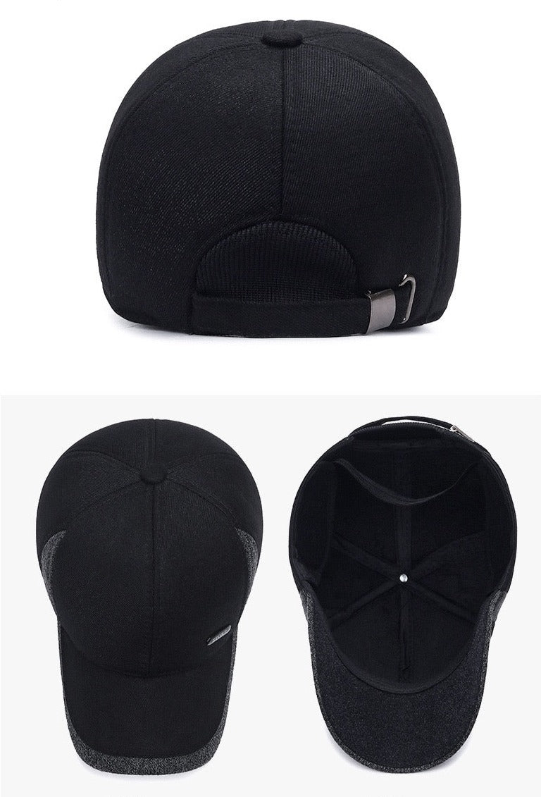 Men Winter Baseball Cap, Black