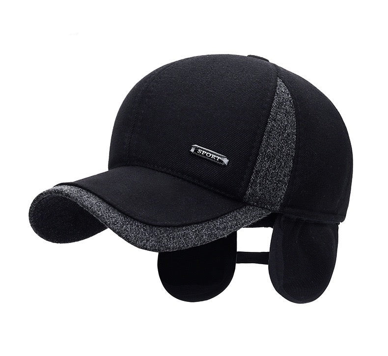 Men Winter Baseball Cap, Black