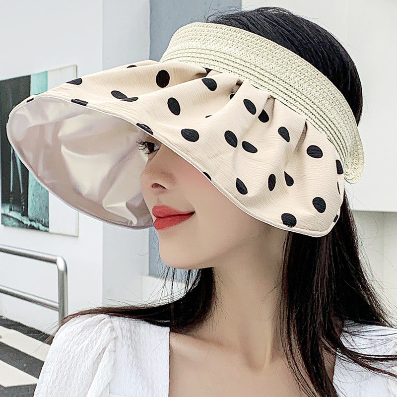 Women Summer Wide Brim Dot Visor Hat, More Colors